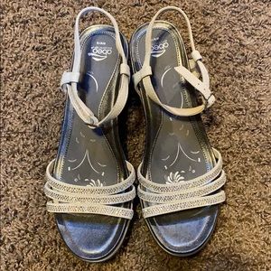 Abeo silver sandals heels bio system 10W